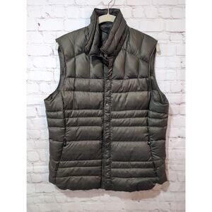 NAU Vest Men M Green Quilted Goose Down Snap Closure Lightweight Puffer